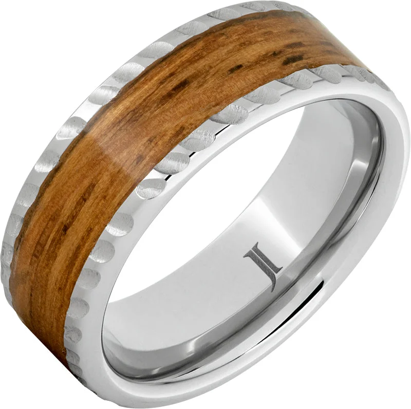 Peaceful sapphire gemstone rings for timeless blue grace -Barrel Aged™ Serinium® Ring with Single Malt Scotch Wood Inlay