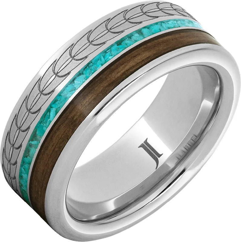 Sweet amethyst gemstone rings adding purple flair -Barrel Aged™ Serinium® Ring with Turquoise and Bourbon Inlays