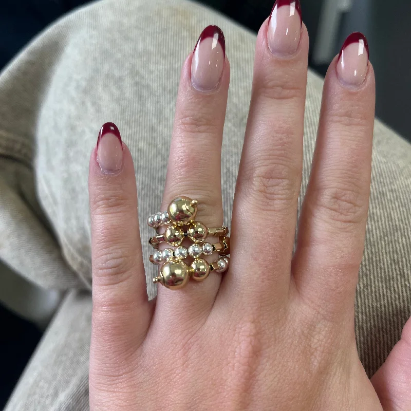 Warm garnet gemstone rings for cozy elegance -Bead Wrap Ring Two-Tone