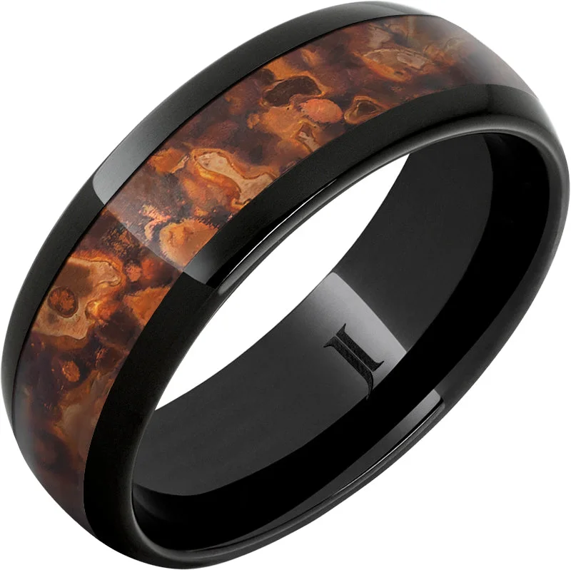 Bright topaz gemstone rings for clear sparkle -Black Diamond Ceramic™ Ring With Distressed Copper Inlay