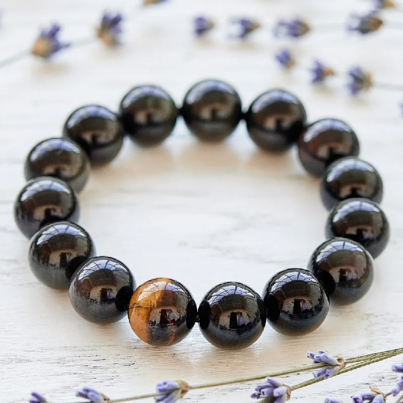 Ethereal jade bracelets with calming green depth -Black Onyx And Tiger's Eye Bracelet