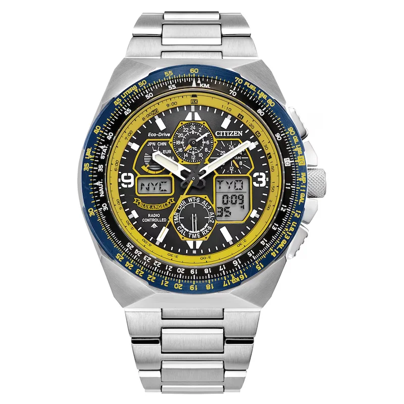 Men's watches with oversized dials and large numerals for bold, attention-grabbing fashion -Citizen Blue Angels Promaster Eco Skyhawk Men's Watch