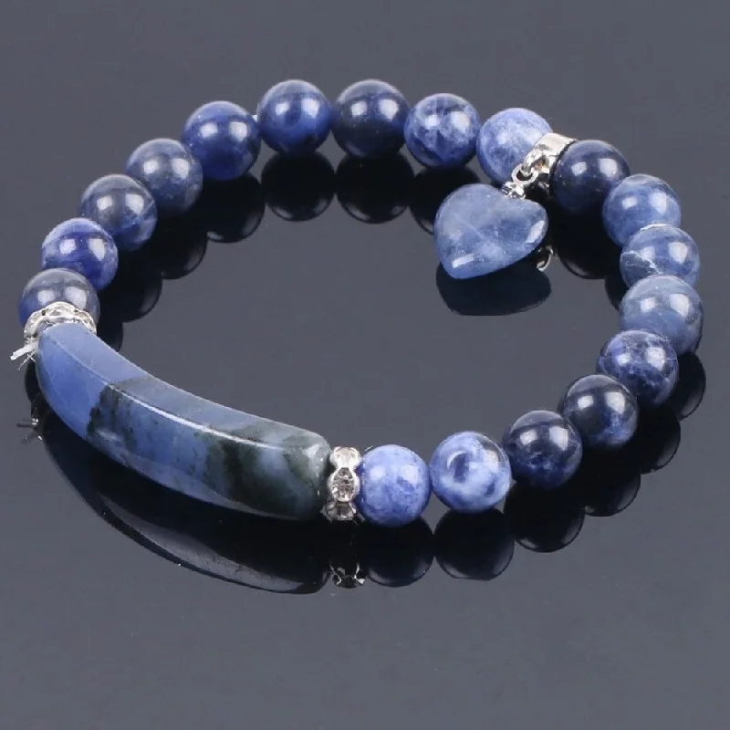 Delicate wire bracelets for handmade subtle charm -Blue Sodalite Crystal Bracelet