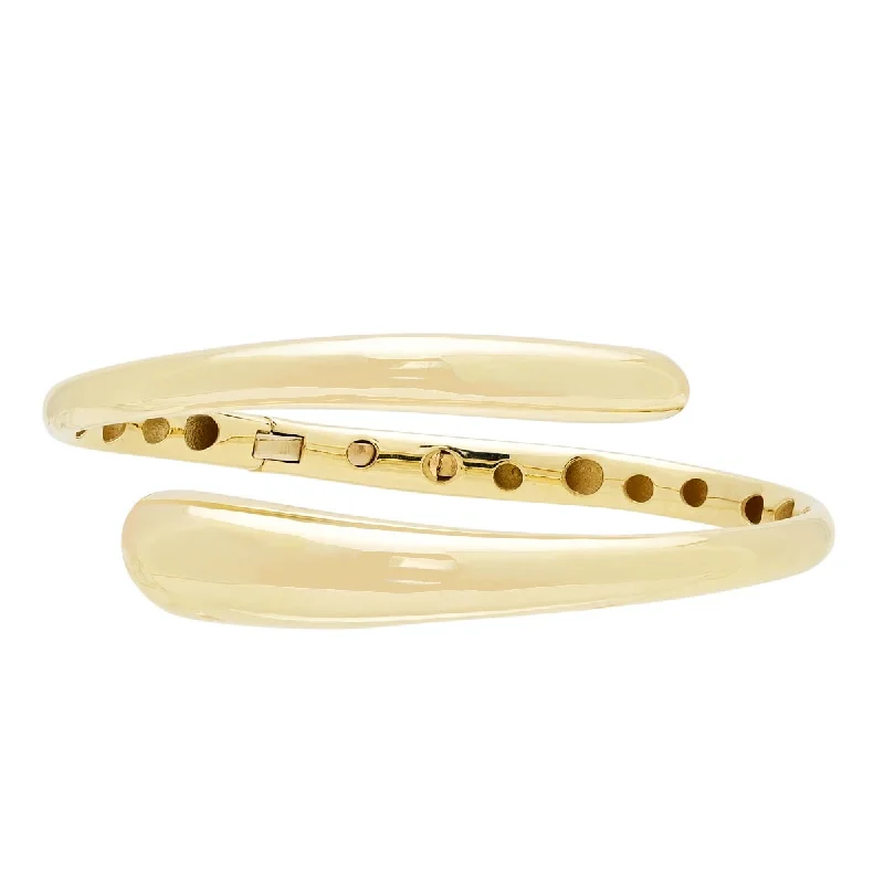 Sustainable wood bangles with natural earthy appeal -Bypass Bangle Bracelet in 14kt Yellow Gold