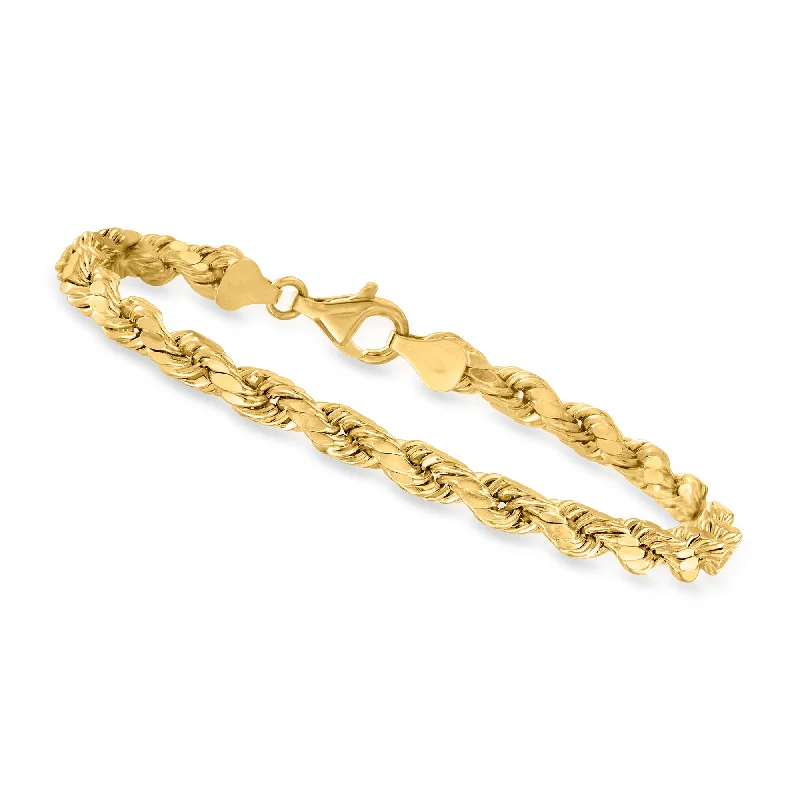 Classic link bracelets pairing with formal attire -Canaria Men's 5.5mm 10kt Yellow Gold Rope Chain Bracelet