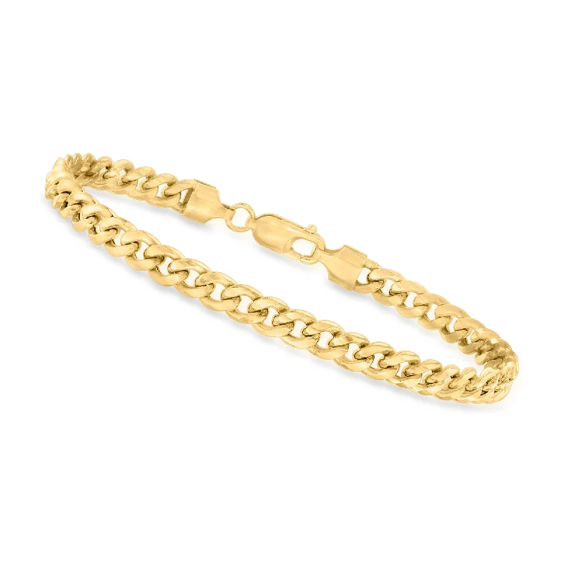 Hand-woven bracelets with colorful tribal patterns -Canaria Men's 5.9mm 10kt Yellow Gold Cuban-Link Bracelet