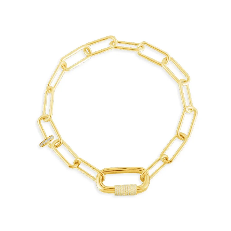 Radiant zircon bracelets swaying with brilliance -Chain Bracelet With Sliding Ring - Yellow Silver