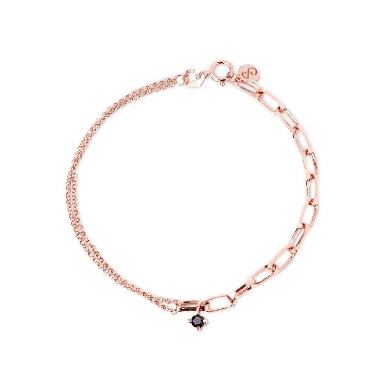 Radiant quartz bangles amplifying light and style -Chic Black Rose Gold Bracelet