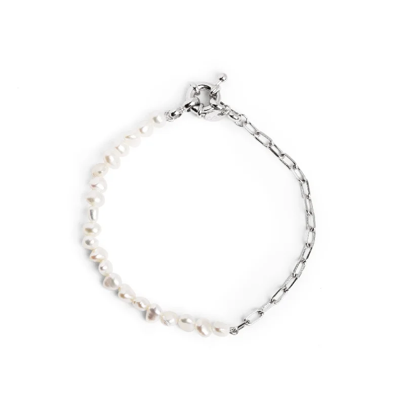 Intricate pave bracelets glittering with tiny gems -Chic Pearl Bracelet