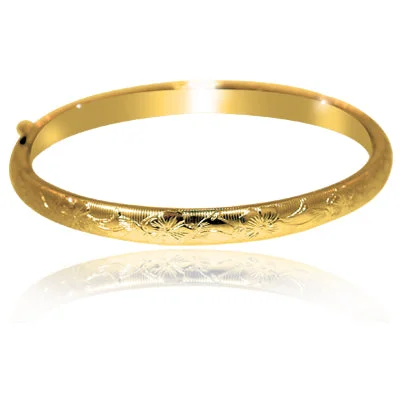 Rustic bone bangles for primal organic appeal -Childrens Hinged Bangle Bracelet in 14kt Gold Filled