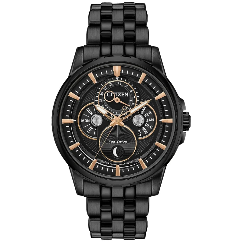 Men's watches with polished steel cases and leather bands for a sophisticated and timeless accessory -Citizen Eco-Drive Calendrier Dress Men's Watch