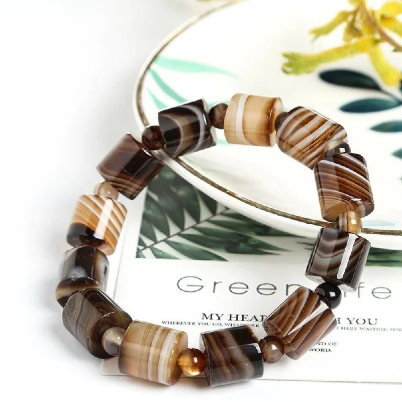 Hand-forged bracelets showcasing raw metal beauty -Coffee Brown Agate Bracelet