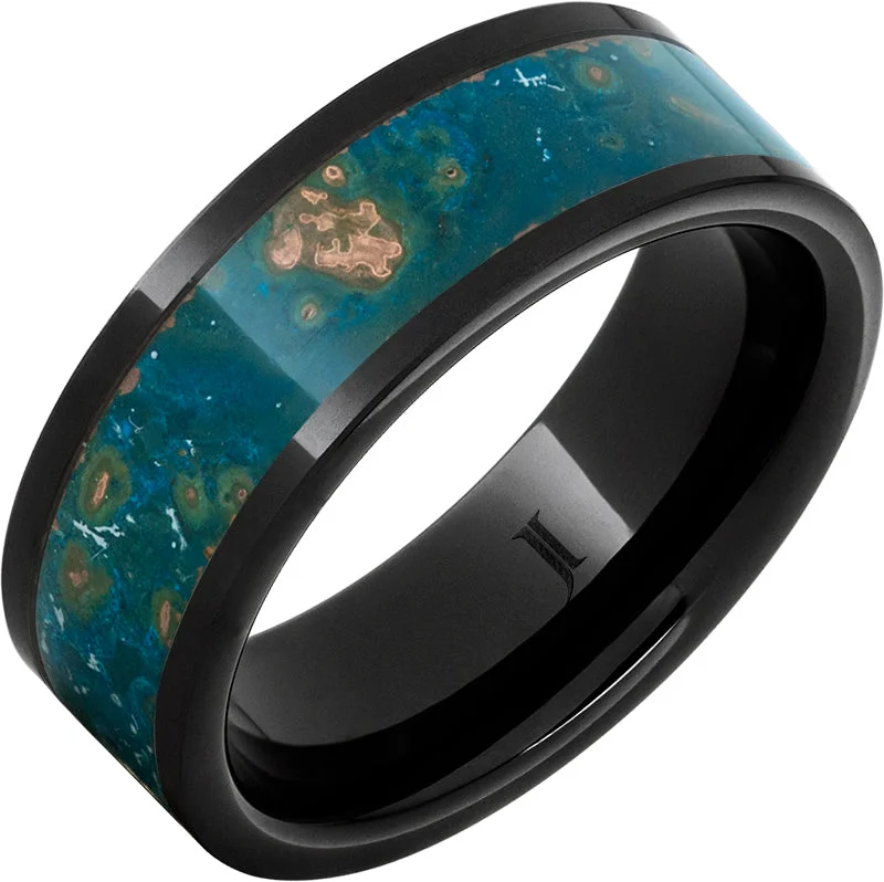 Brilliant diamond gemstone rings for unforgettable moments -Copper Sea - Black Diamond Ceramic™ Blue Patina Copper Ring