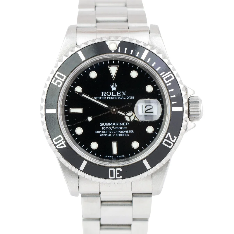 Limited-edition men's watches with special features and designs for collectors and watch lovers -UNPOLISHED Rolex Submariner Date 40mm BLACK Stainless Steel Dive Watch 16610