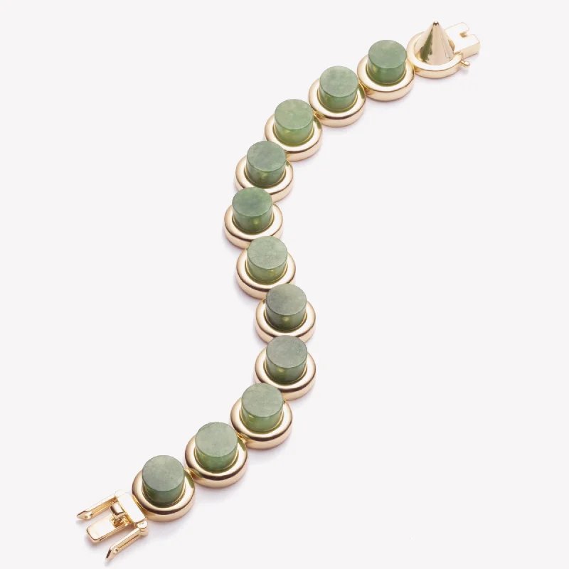 Bold aventurine bangles with subtle green shimmer -CYLINDER BRACELET - JADE