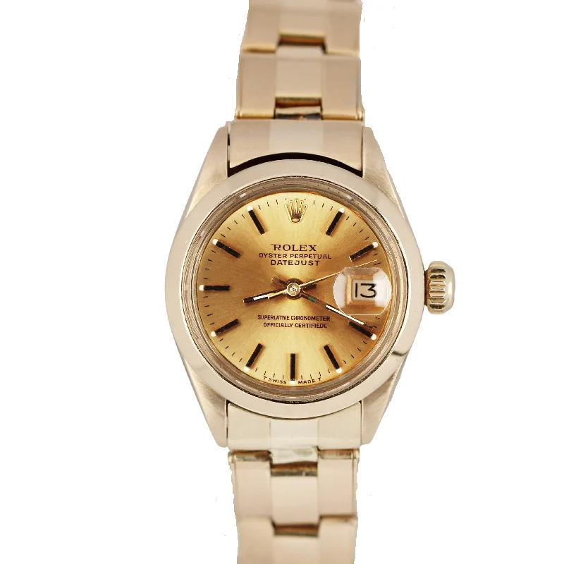 Men's watches with sport-inspired designs and features for both functionality and style -Vintage Rolex DateJust 18K Yellow Gold Champagne Dial 26mm Automatic 6916 Watch