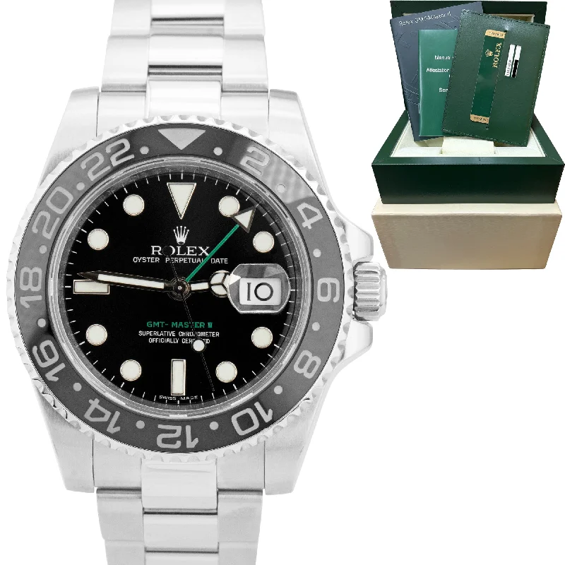 High-quality men's watches with Swiss quartz movements for reliable and precise timekeeping -MINT Rolex GMT-Master II Black 40mm Ceramic Stainless Steel Date Watch 116710