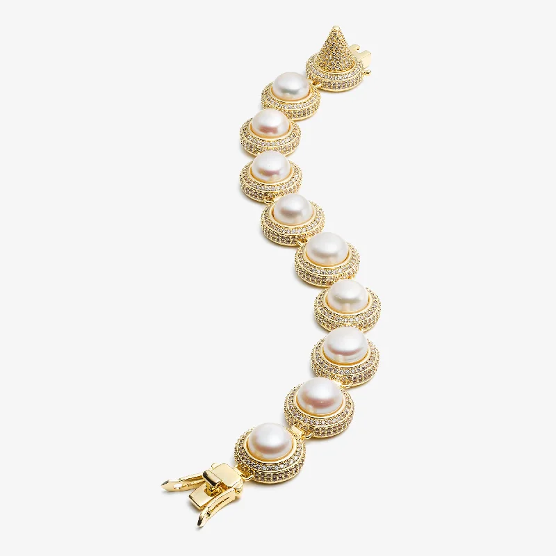 Sleek matte bangles for understated modern finish -PAVÉ PEARL BRACELET