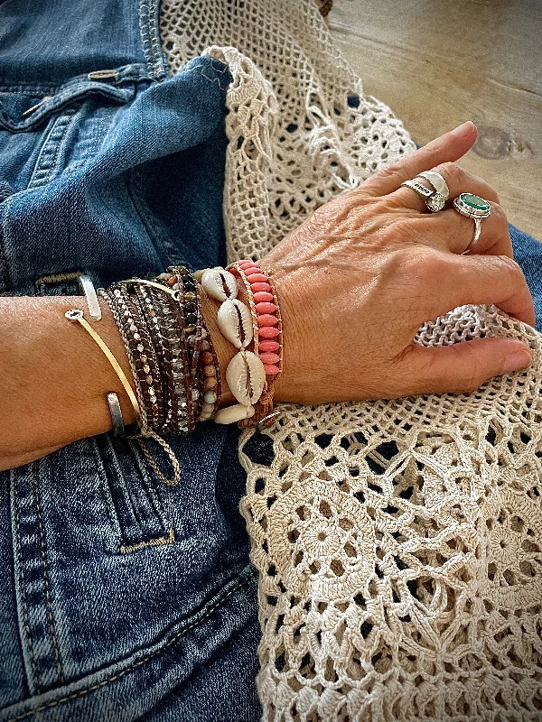 Shimmering herkimer bracelets mimicking diamond clarity -Coral Bee Bracelet