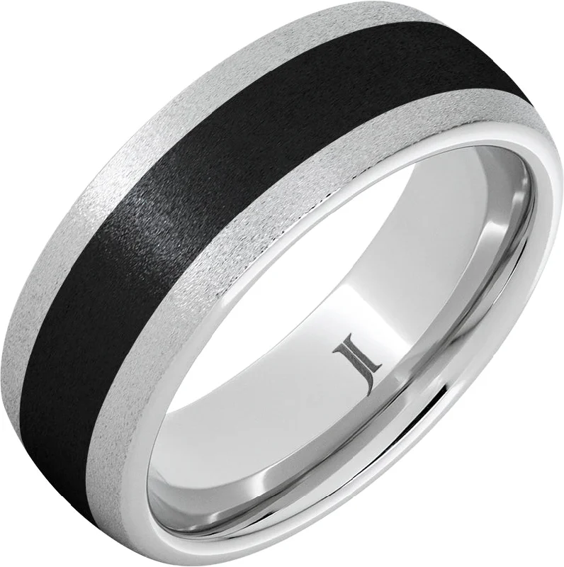 Ethereal moonstone gemstone rings with lunar glow -Counterpoint - Serinium® Black Ceramic Ring