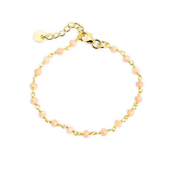 Sculpted gold bracelets with artistic bold designs -Crystals Peach Gold Bracelet