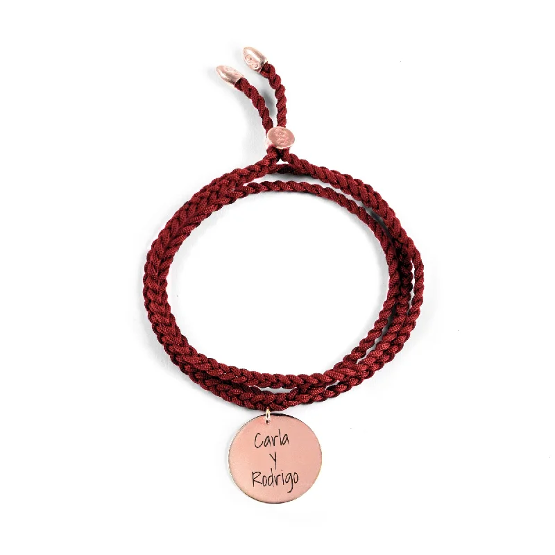 Engraved initial bangles making thoughtful gift ideas -Custom Dream Burgundy Rose Gold Bracelet