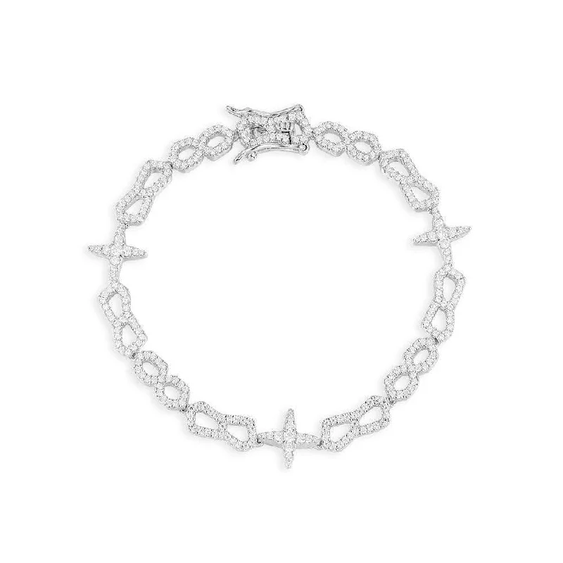 Sleek matte bangles for understated modern finish -Cutout Stars Bracelet - White Silver