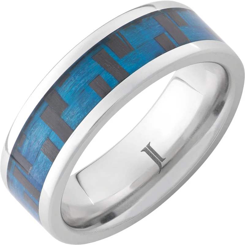 Cool sapphire gemstone rings offering blue serenity -Cyber Blue - Serinium® Blue Carbon Fiber Ring