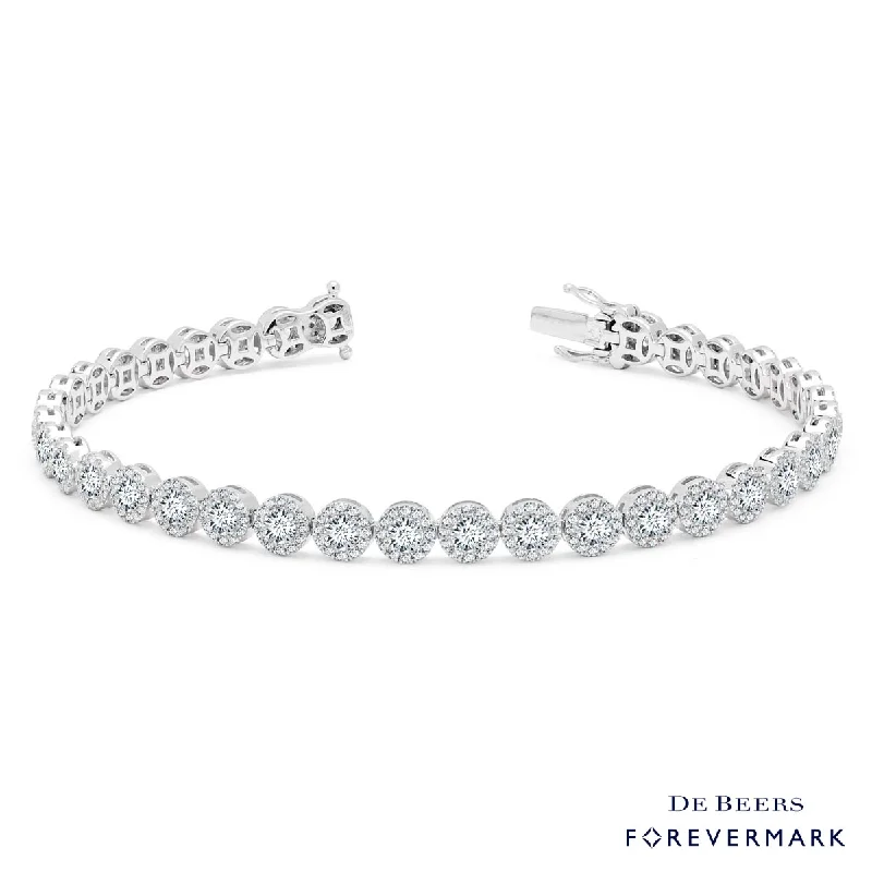 Subtle morganite bangles in soft peachy hues -Forevermark Diamond Halo Bracelet in 18kt White Gold (4 1/7ct tw)