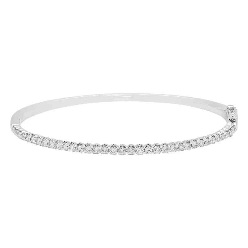 Rich obsidian bangles for dark bold statements -Diamond Bangle Bracelet in 14kt White Gold (1ct tw)