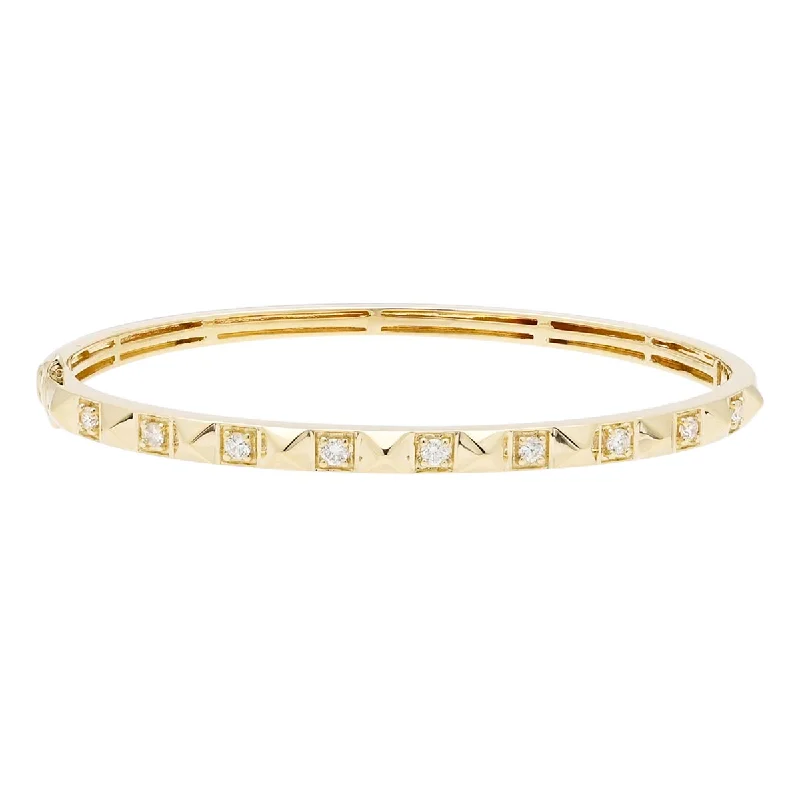 Sparkling zircon bangles mimicking diamond brilliance -Diamond Bangle Bracelet in 14kt Yellow Gold (3/8ct tw)