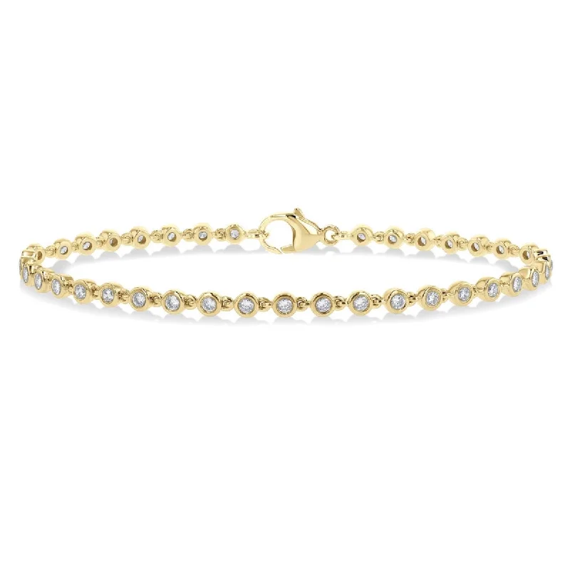 Radiant sapphire bracelets with deep blue sparkle -Diamond Bezel Bracelet in 14kt Yellow Gold (1ct tw)