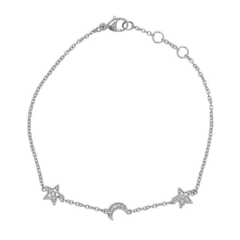 Antique silver bracelets with heirloom vintage charm -Diamond Bracelet in 14kt White Gold (1/10ct tw)