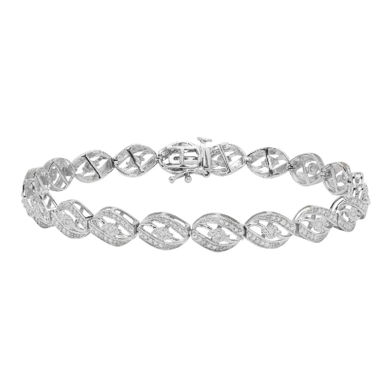 Dainty pearl bracelets enhancing timeless bridal grace -Diamond Bracelet in Sterling Silver (1/4ct tw)