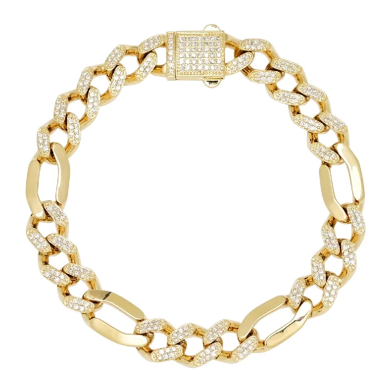 Organic agate bangles with natural banded patterns -Diamond Figaro Bracelet in 14kt Yellow Gold (1 3/8ct tw)