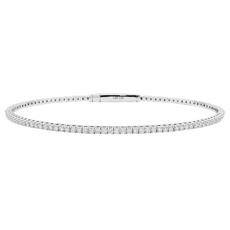 Colorful enamel bangles brightening casual daily outfits -Diamond Flexible Bracelet in 14kt White Gold (1 1/2ct tw)