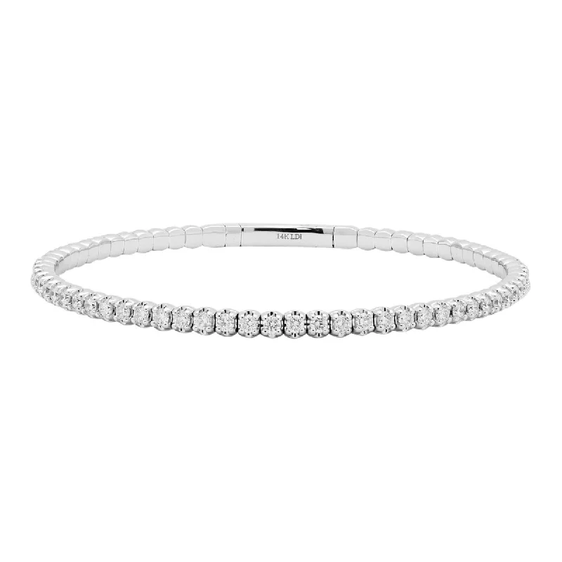 Stackable friendship bracelets with woven thread designs -Diamond Flexible Bracelet in 14kt White Gold (2ct tw)