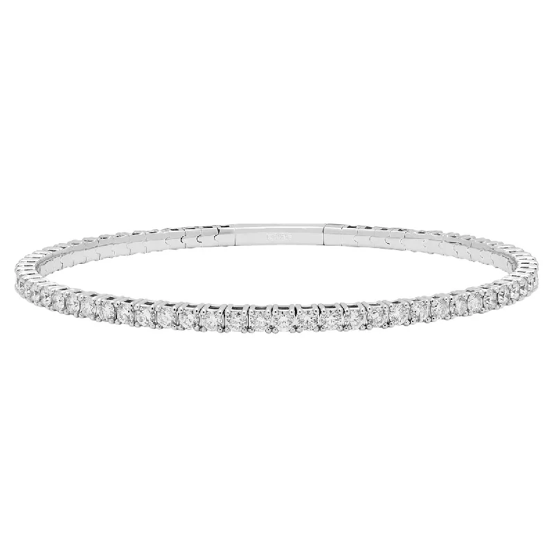 Hand-forged bracelets showcasing raw metal beauty -Diamond Flexible Bracelet in 14kt White Gold (3ct tw)