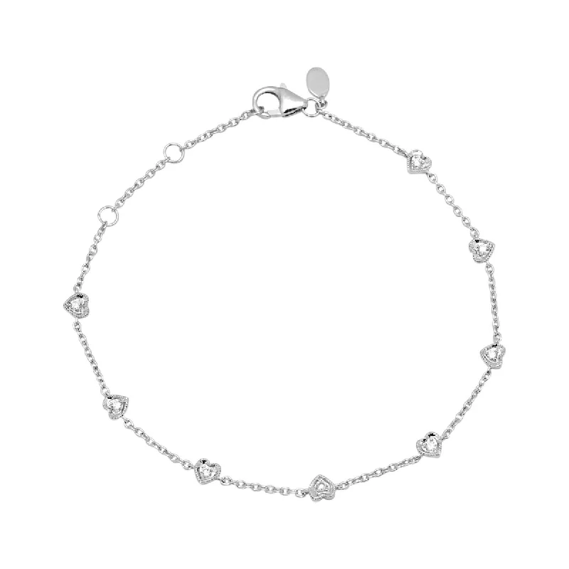 Sustainable wood bangles with natural earthy appeal -Diamond Heart Bracelet in 10kt White Gold (1/7ct tw)