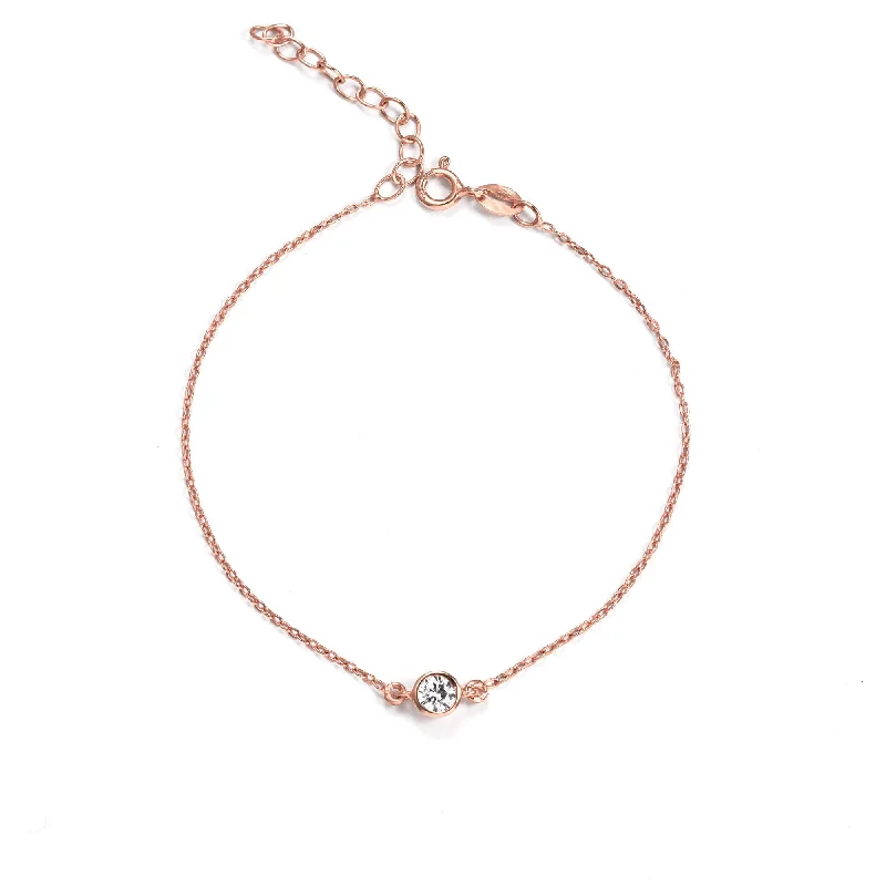 Vintage-inspired bracelets with floral engraved details -Diamond Rose Gold Bracelet