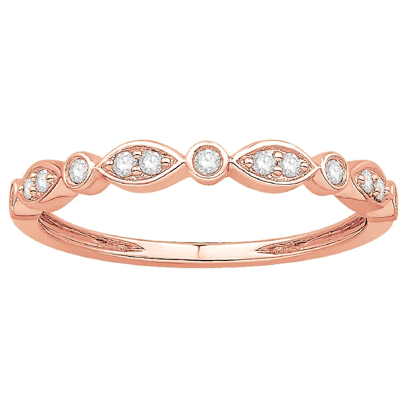 Glowing opal gemstone rings with shifting color magic -Diamond Stackable Ring in Rose Gold