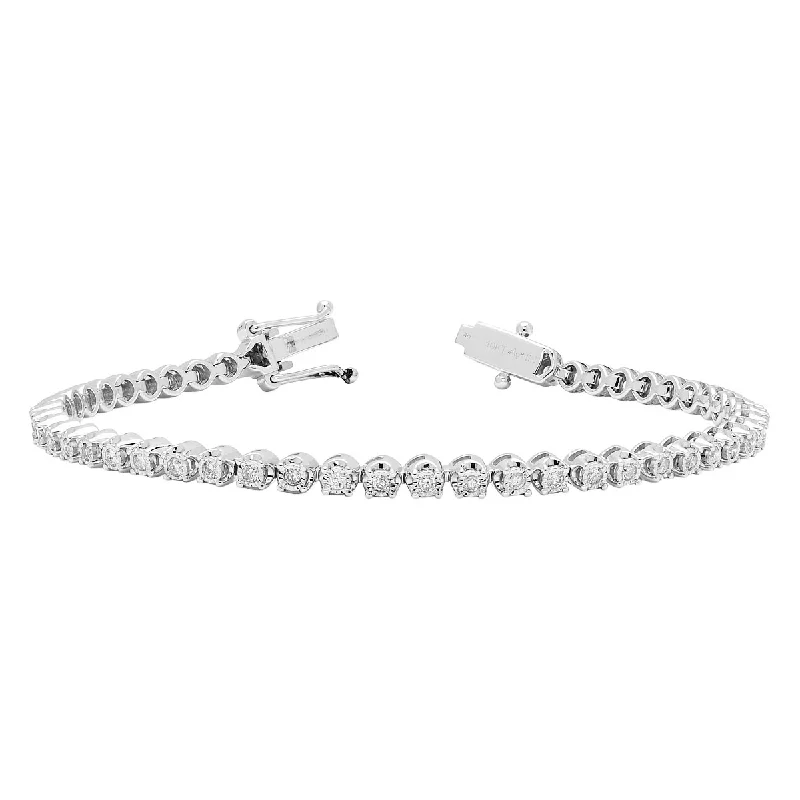 Soft velvet bracelets offering cozy winter texture -Diamond Tennis Bracelet in 10kt White Gold (1ct tw)