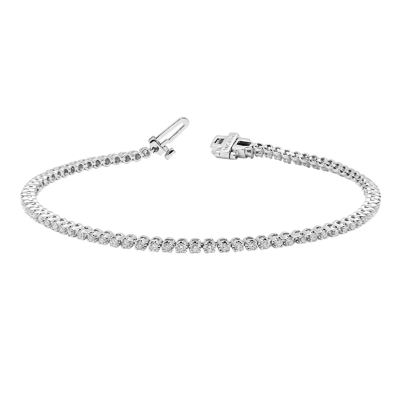 Luxe pave bangles glittering with tiny diamonds -Diamond Tennis Bracelet in 14kt White Gold (1ct tw)