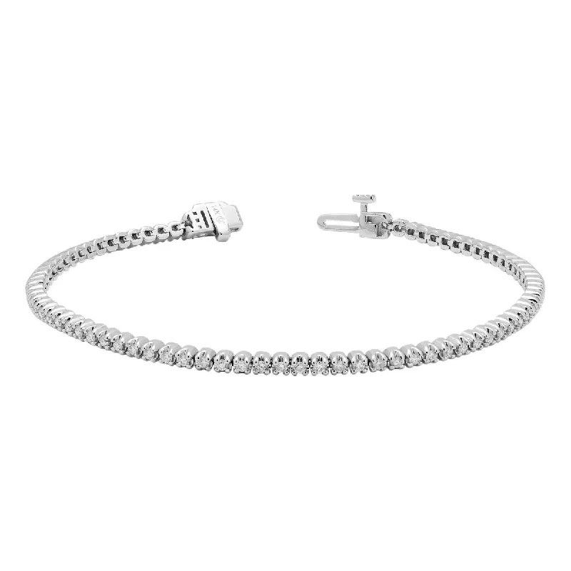 Delicate wire bracelets for handmade subtle charm -Diamond Tennis Bracelet in 14kt White Gold (1ct tw)