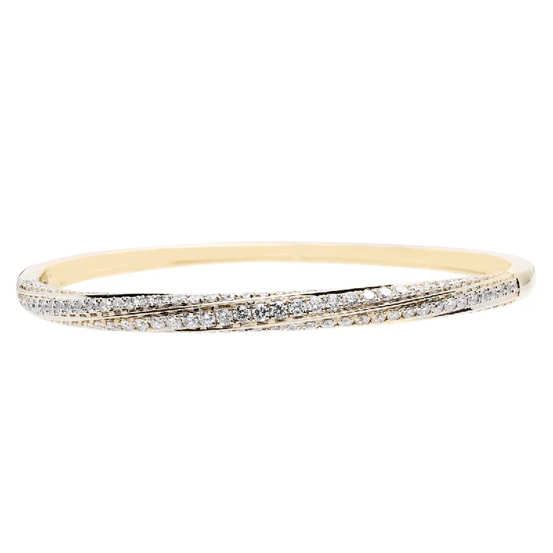 Simple cord bracelets tying friendship bonds tight -Diamond Twist Bangle Bracelet in 14kt Yellow Gold (2 1/2ct tw)