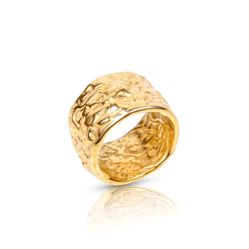 Golden citrine gemstone rings uplifting any outfit -Ellie Vail - Logan Textured Ring