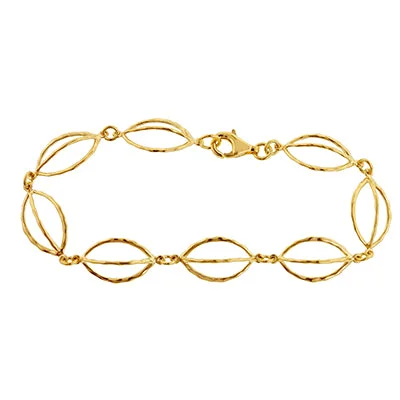 Shimmering herkimer bracelets mimicking diamond clarity -Fancy Link Bracelet in 14kt Yellow Gold