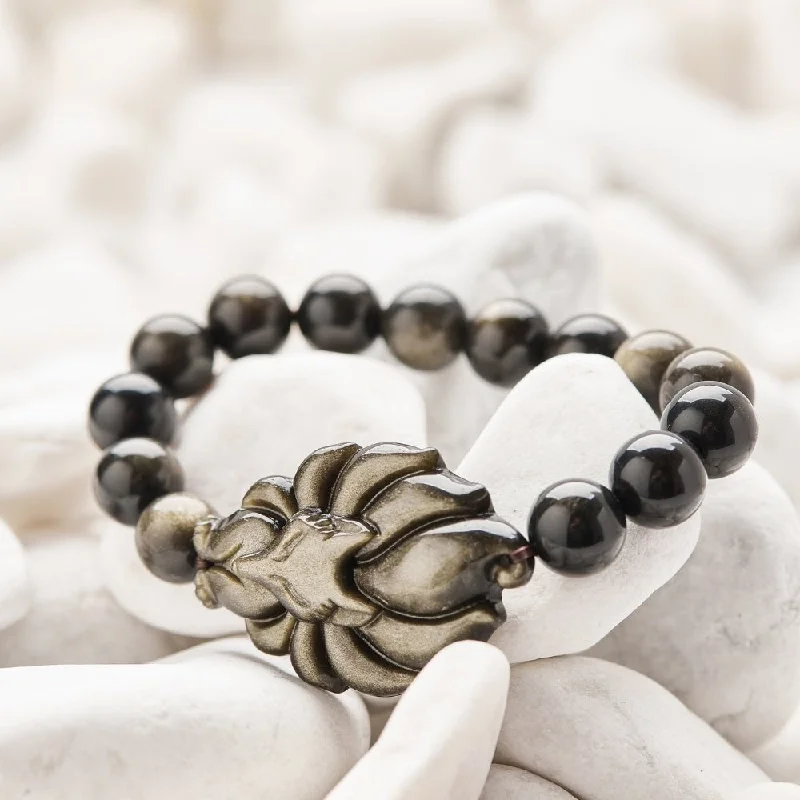 Playful tassel bracelets adding movement and flair -Fox Guardian Black Obsidian Bracelet