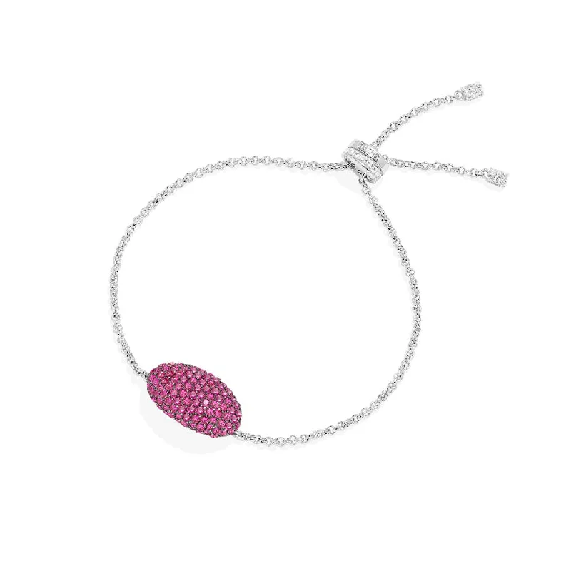 Radiant zircon bracelets swaying with brilliance -Fuchsia Oval Adjustable Bracelet