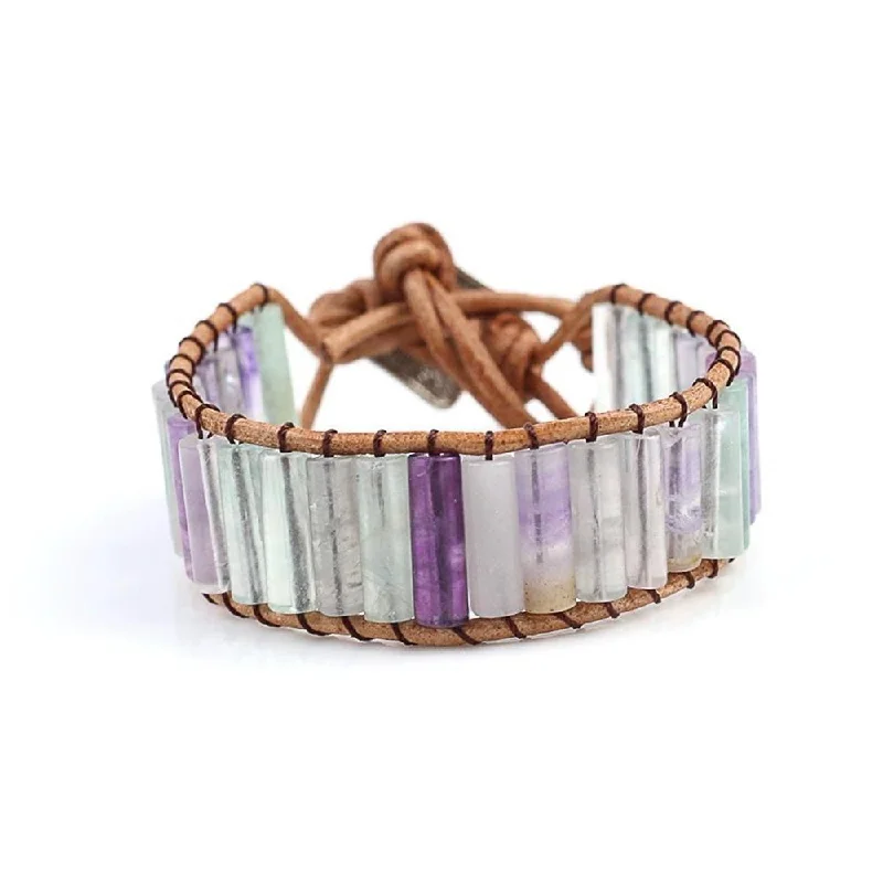 Polished rosewood bangles blending organic and chic -Gentle Spirit Fluorite Crystal Bracelet